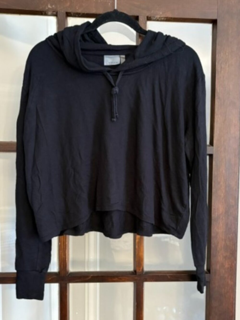 Athleta Cropped Black Hoodie, Size Small Petite